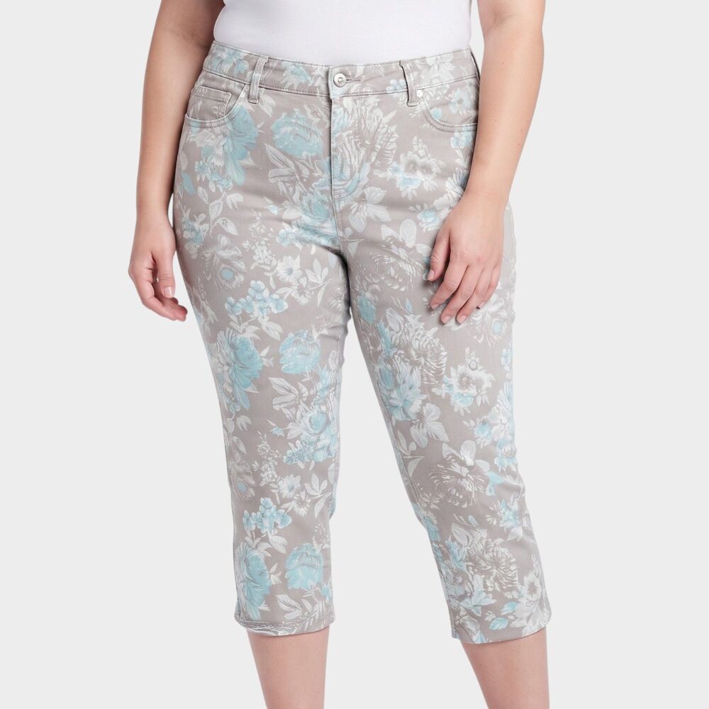 Bandolino Mandie Capri Colorful Pants Size 8 Stretch Cropped Trousers